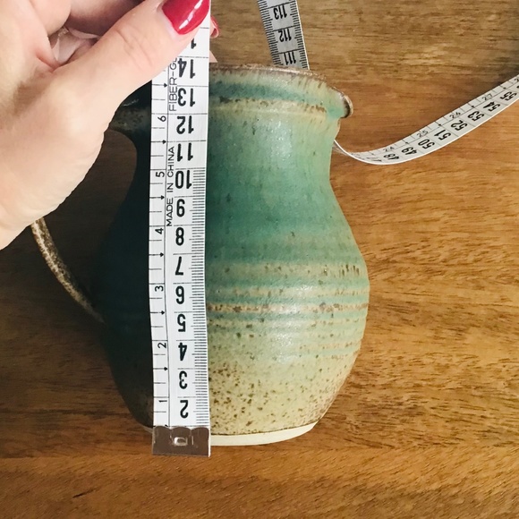 Decorative ceramic stoneware milk jug in green and brown tones - Picture 5 of 6